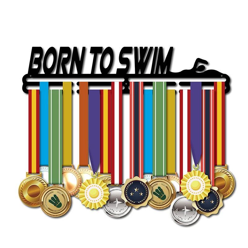 Вешалка для медалей BORN TO SWIM металлическая вешалка плавания Спортивная стойка