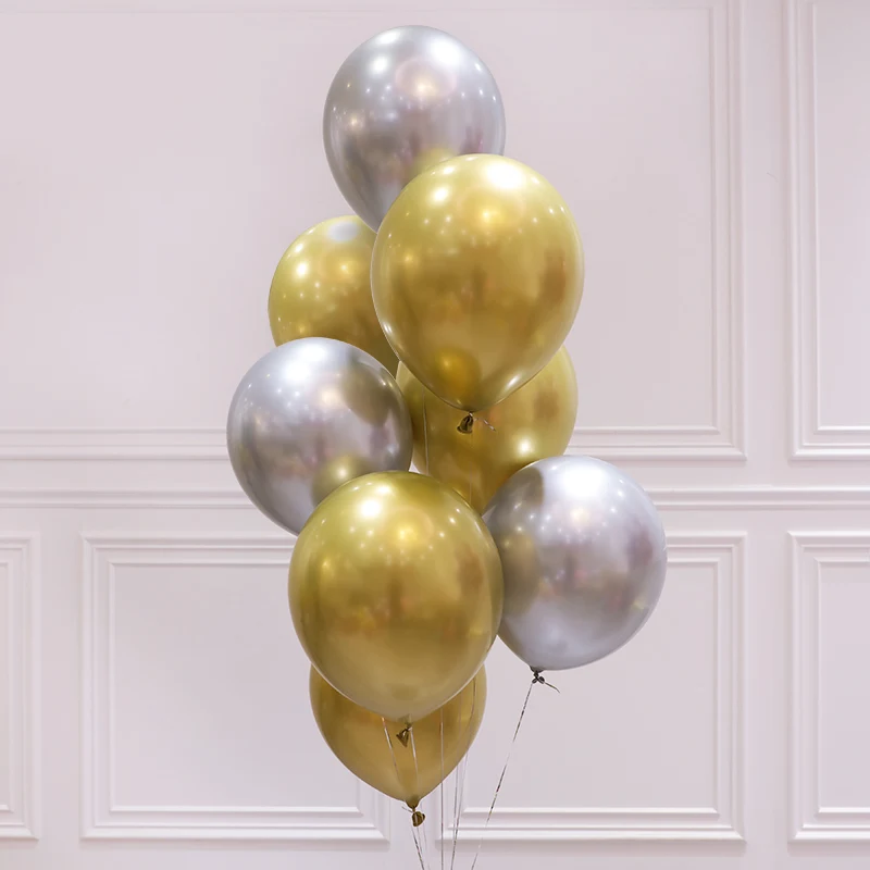 Gold and Silver 10 шт., 12 дюймов, 3,5 г, металлический шар, свадебное украшение, с днем рождения, золотой, зеленый, фиолетовый, принцесса, баллон, латексный металлический Гелиевый шар - Цвет: Gold and Silver