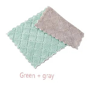 Green - gray Специальное предложение, двухцветное Впитывающее тряпичное полотенце для кухни, гостиной, двойное толстое полотенце, скатерть, салфетки - Цвет: Green - gray