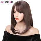 Прямые короткие парики из синтетических волос SHANGKE, естественный цвет, для женщин, черный цвет