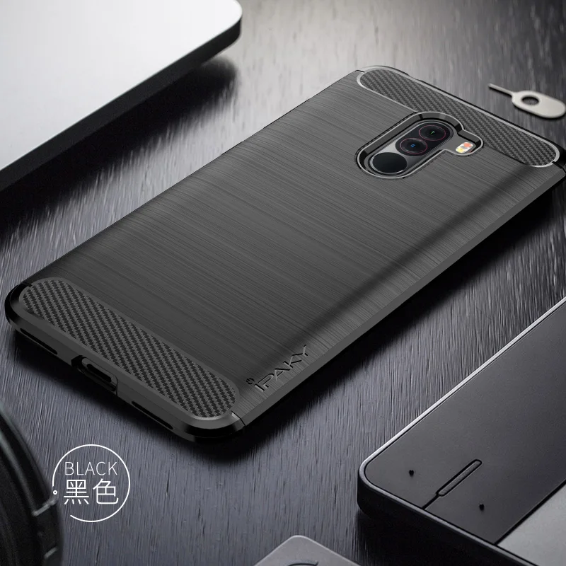 Черный Pocophone F1 Чехол iPaky чехол для Xiaomi Pocophone F1 случае Pocofone F1 силиконовые матовый Мягкая обложка для Xaomi Поко F1 телефон случаях - Цвет: Черный