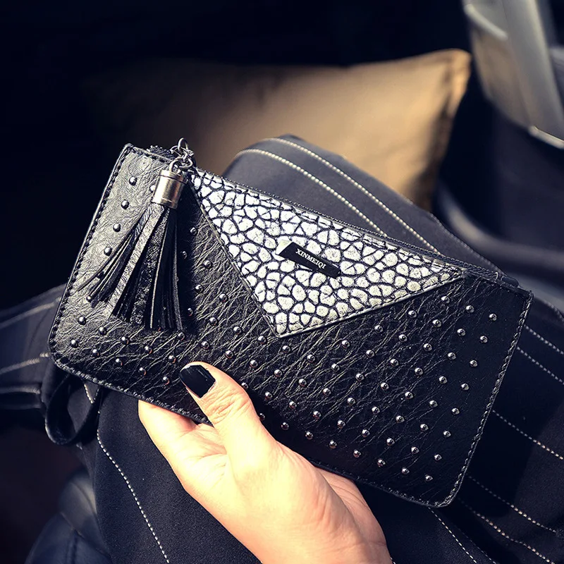 Женский Длинный кошелек на молнии с кисточками большой для телефона Дамский