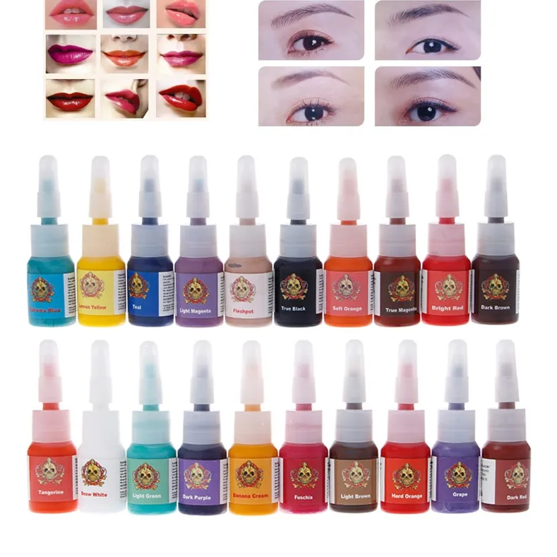 Tattoo Ink Set 20 цветов Профессиональный Микро Пигмент татуировки перманентные чернила макияж, боди-арт набор - Цвет: Tattoo Ink Set