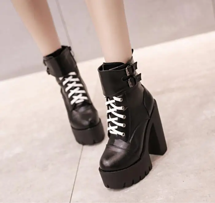 Zapatos Mujer Зимние Модные женские туфли лодочки женская обувь на платформе с пряжкой