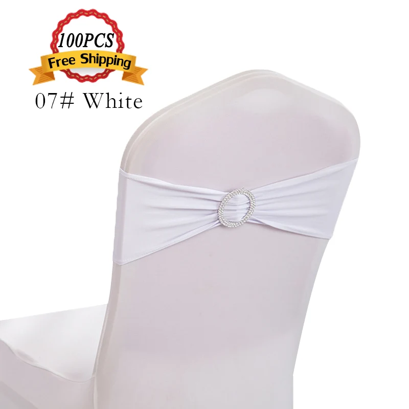 Оптовая продажа 100 шт. лайкра ремешки для стула с круглой пряжкой свадебный