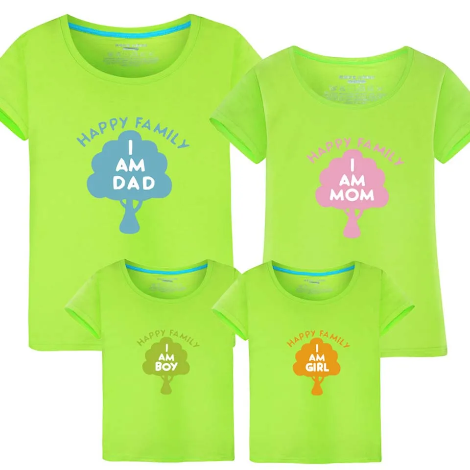 

1 Piece New Family Look Tree T Shirts 14 Colors Summer Family Matching Clothes Father & Mother & Kids Cartoon Outfits