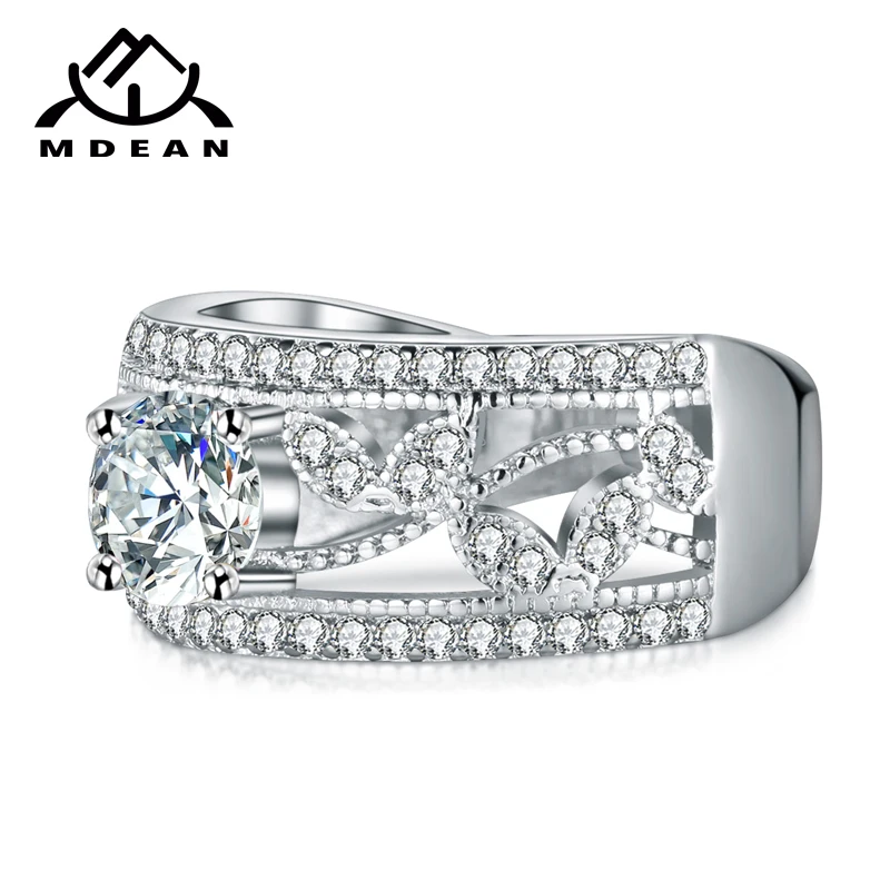 MDEAN White Gold Color Wedding Rings for Women Yellow AAA Zircon Jewelry accessories Bague Bijoux Size 6 7 8 9 H400 | Украшения и
