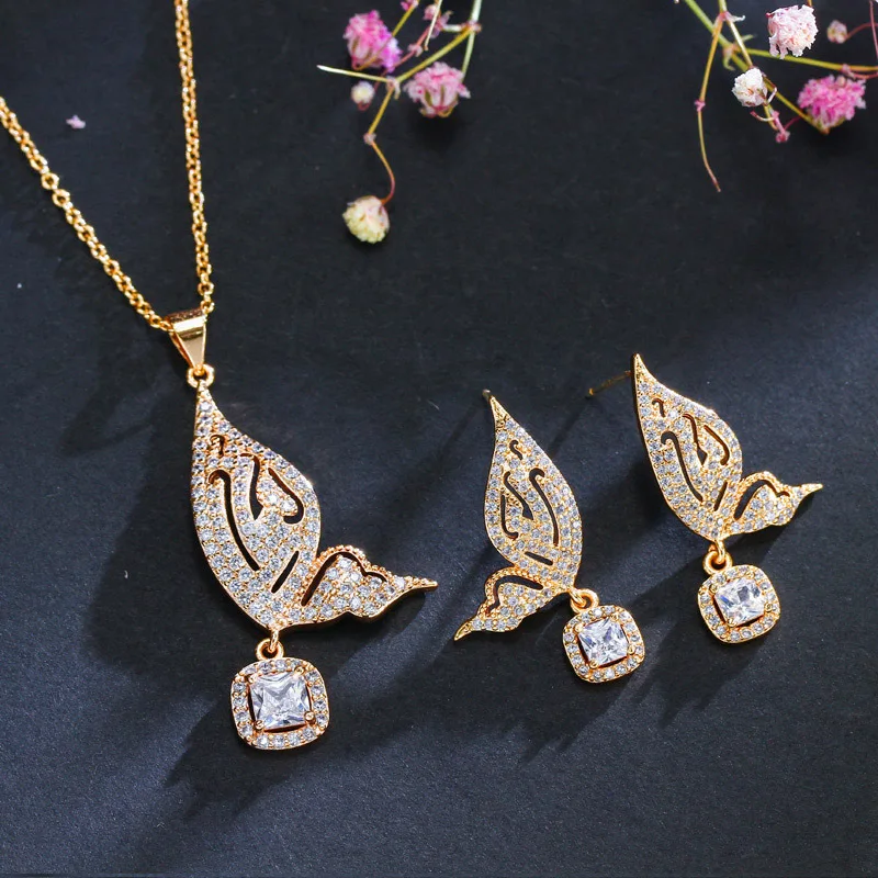 

Dubai Gold Butterfly Jewelry Sets For Women Wedding Jewelry Set Bridal