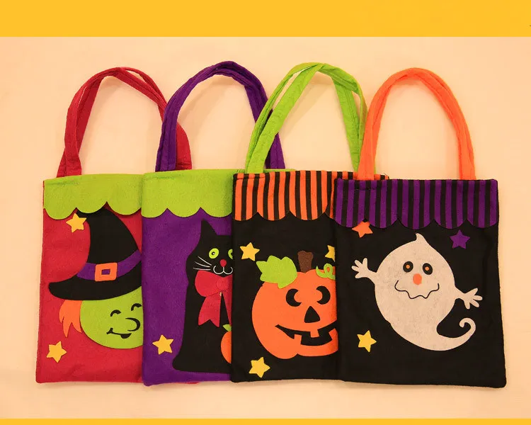 100pcs/lot China factory for promotion multi styles fashionable felt children kids halloween trick or treat bag a gift | Дом и сад