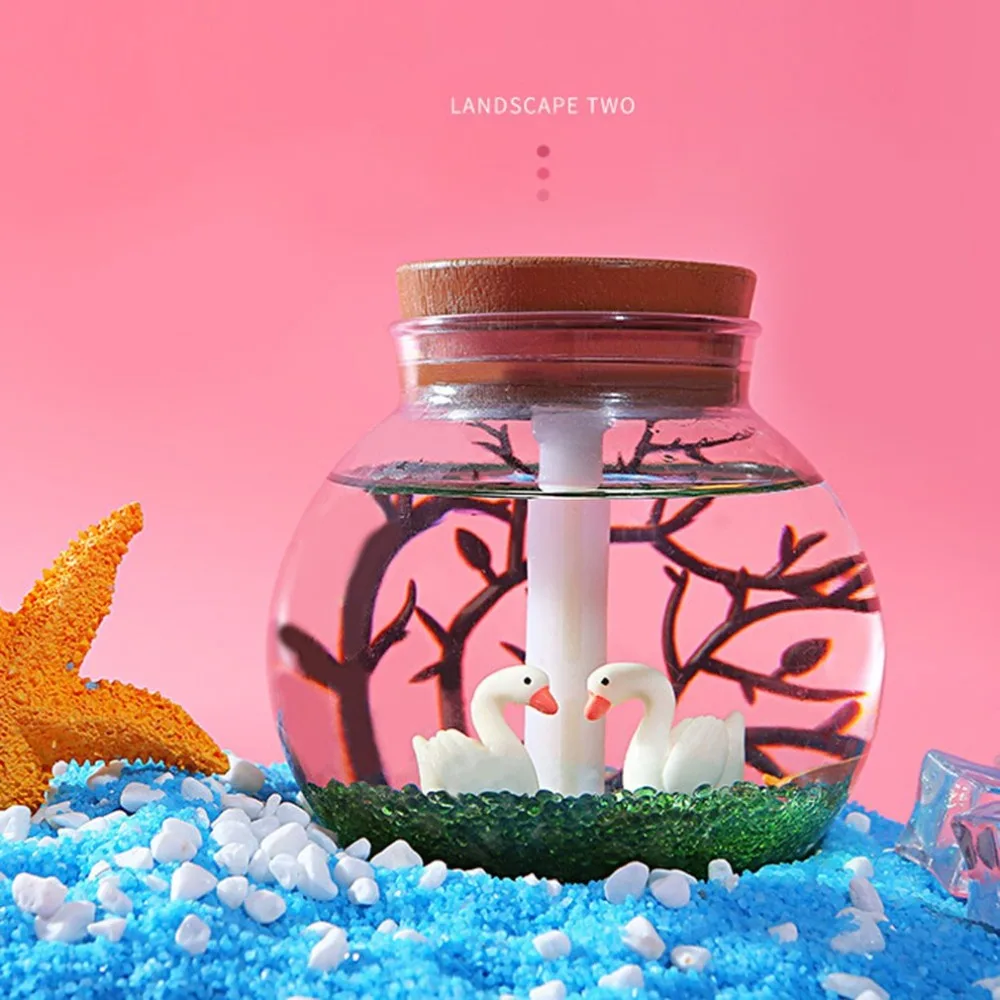 DIY Мини красивый пейзаж дисплей увлажнитель Воздуха бесшумный опрыскиватель