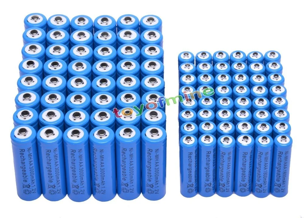 48x AA + AAA 1 2 V 1800mAh 3000mAh NiMH синяя аккумуляторная батарея | Электроника