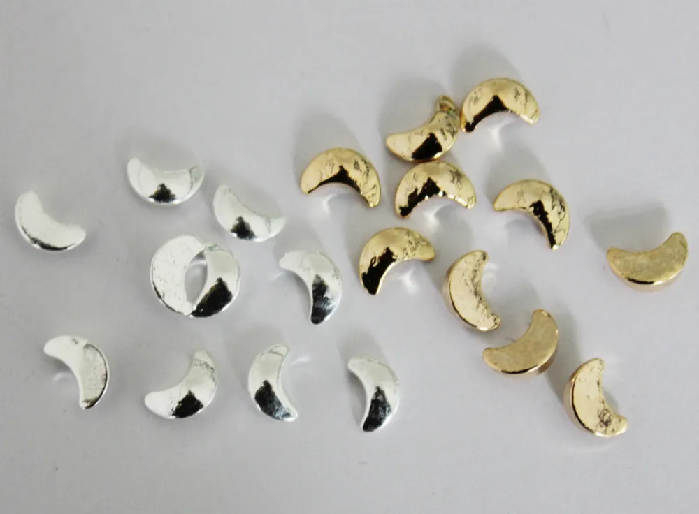 1 Pack Silver and Gold 4*6mm Alloy Moon Shape 3D Nail Art Metal Nails Decoration NA0211 | Красота и здоровье
