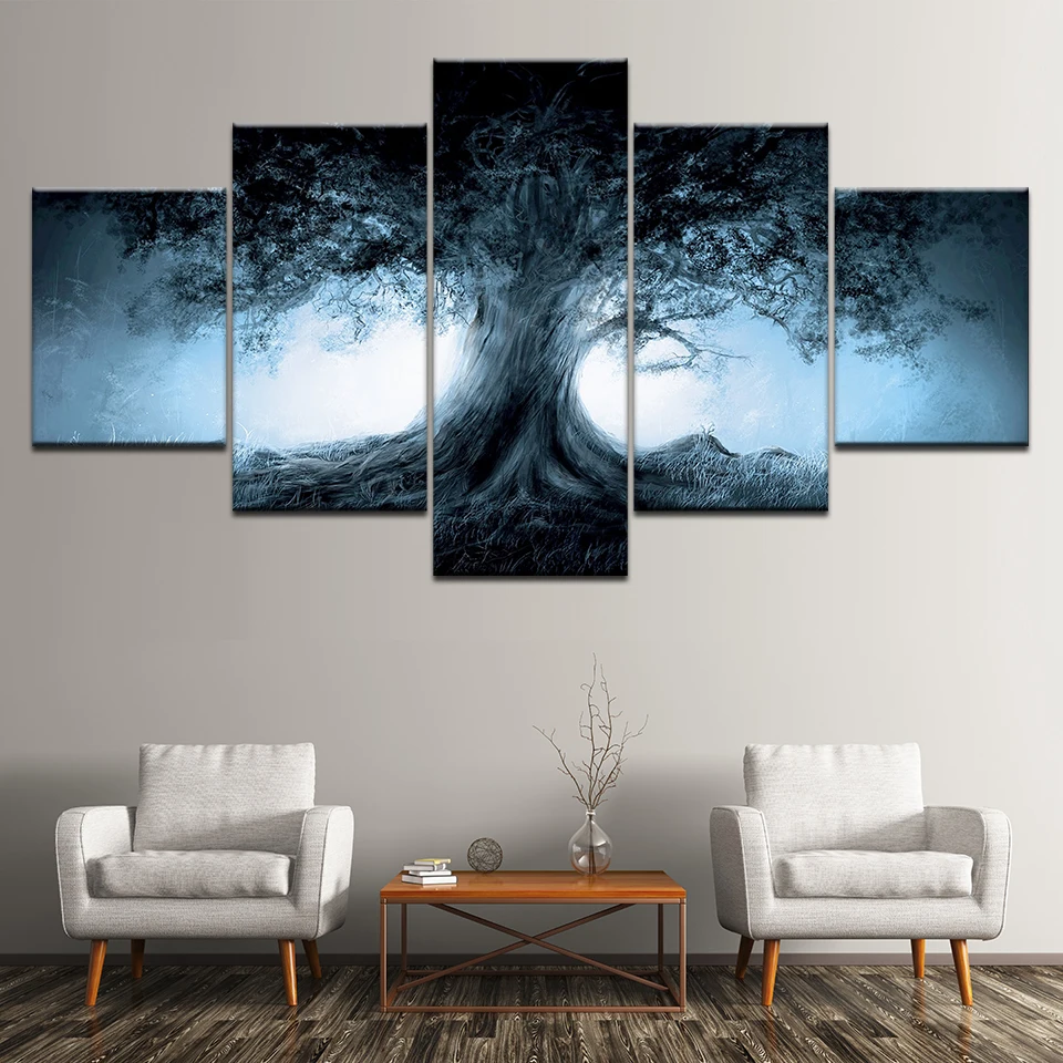 Картина на холсте Дерево жизни 5 шт. настенная живопись модульная обои плакат
