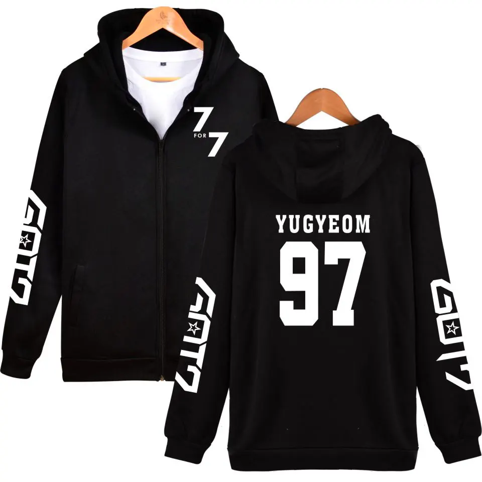 

Korean GOT7 K-Pop Zipper Women Hoodies Sweatshirt GOT7 KPop Mens Autumn Winter Hooded HIPHOP Streetwear Zip-Up