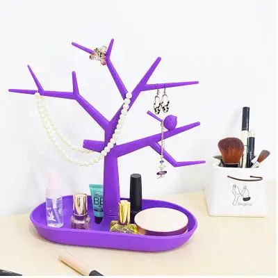 purple Многофункциональный Птичье дерево-держатель ключей в форме пластиковый стеллаж для хранения мебели полка для хранения косметики коробка для хранения - Цвет: purple
