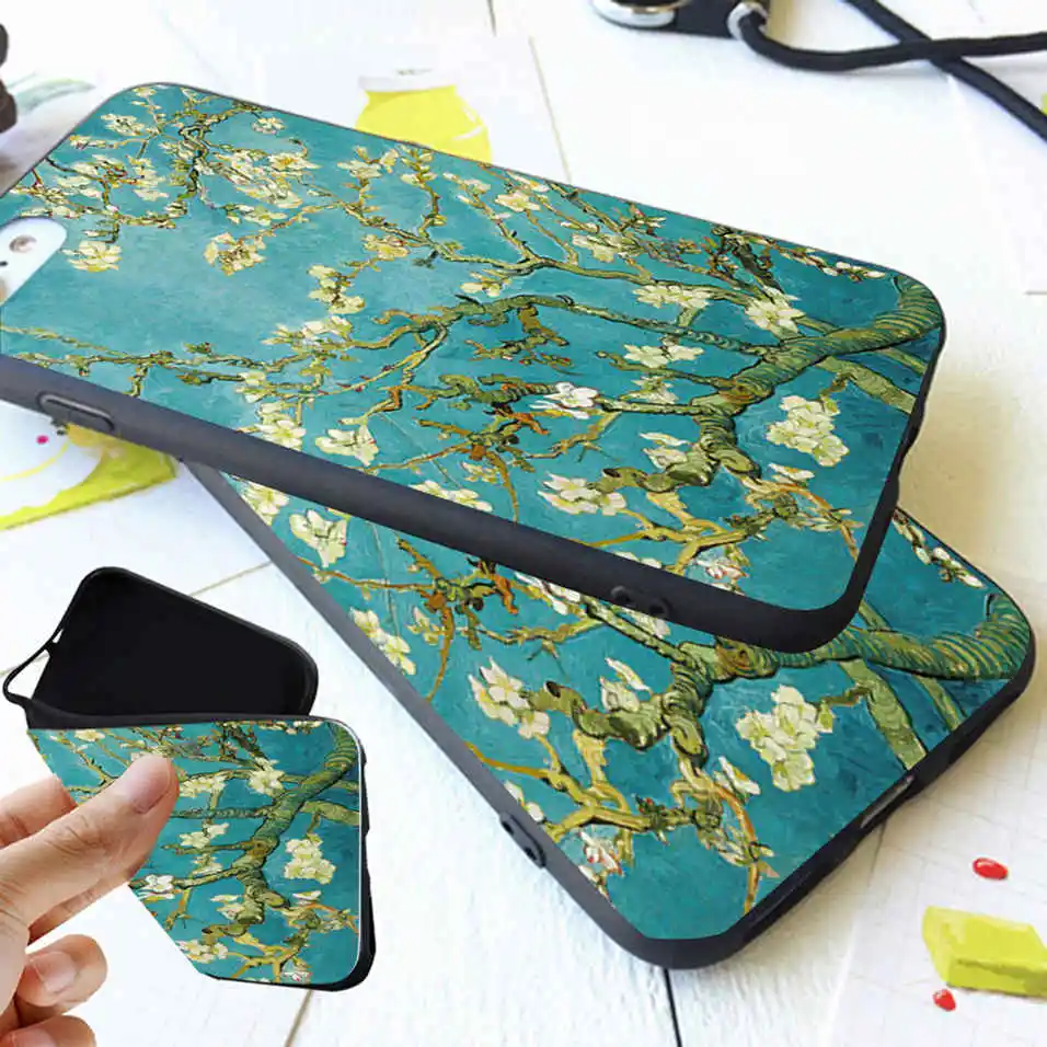 Luxury Coque Van Gogh Branches of an Almond Tree in Blossom Silicone Phone Case for iPhone X 11 Pro 5s SE 6 S 6s 7 8 Plus Cover | Мобильные