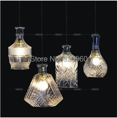 Современный минималистский бар богато резные стеклянная бутылка кулон свет