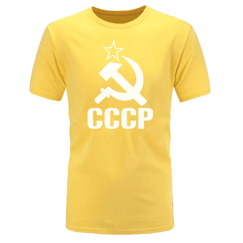 yellow white BAIJOE CCCP мужские футболки, мужские футболки с коротким рукавом, футболки из хлопка с круглым вырезом - Цвет: yellow white