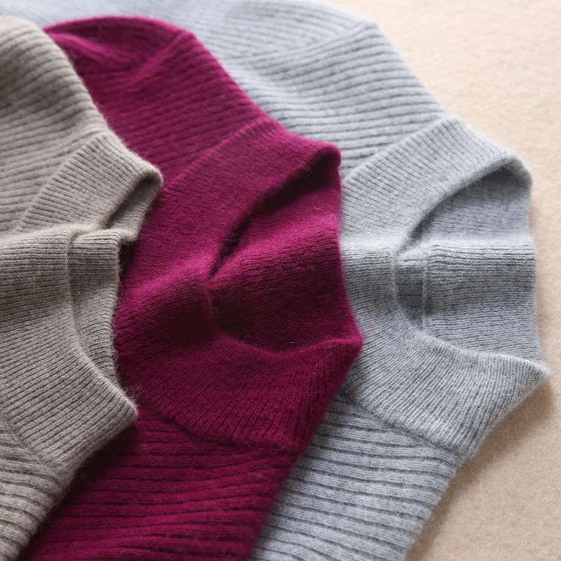 GABERLY из мягкого хлопка Knitt ящик полосы Свитеры с высоким воротом и пуловеры для