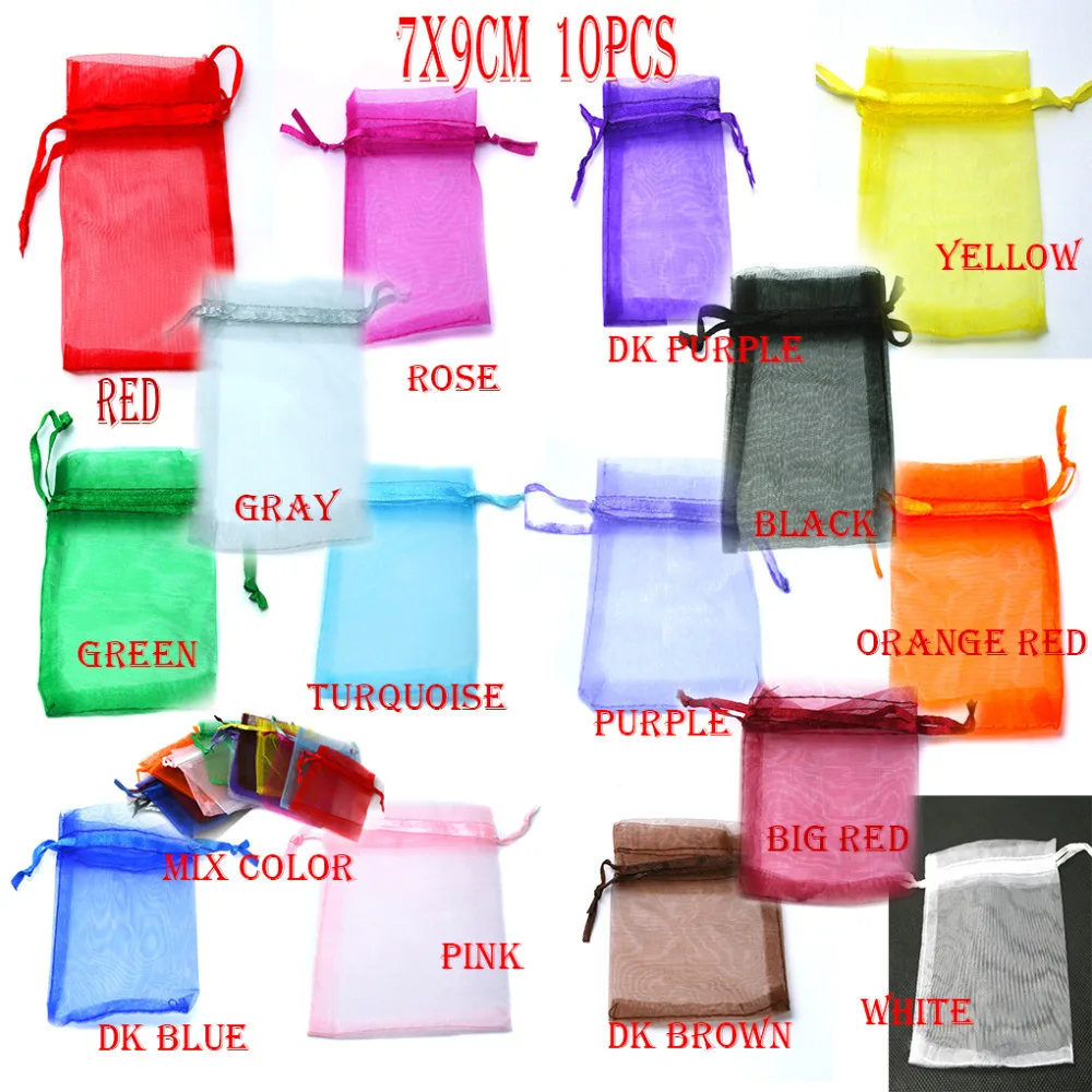 10pcs/bag Selection 16 Colors Jewelry bags 7x9cm organza jewelry packaging display &amp Pouches free shipping PDB01-01 | Украшения и