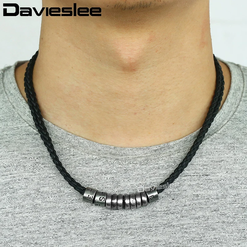 Davieslee подвеска с металлическим зубом, кожаное ожерелье s для мужчин, ожерелье с подвеской s,, ювелирные изделия для серфера 10 мм 20 дюймов LP99
