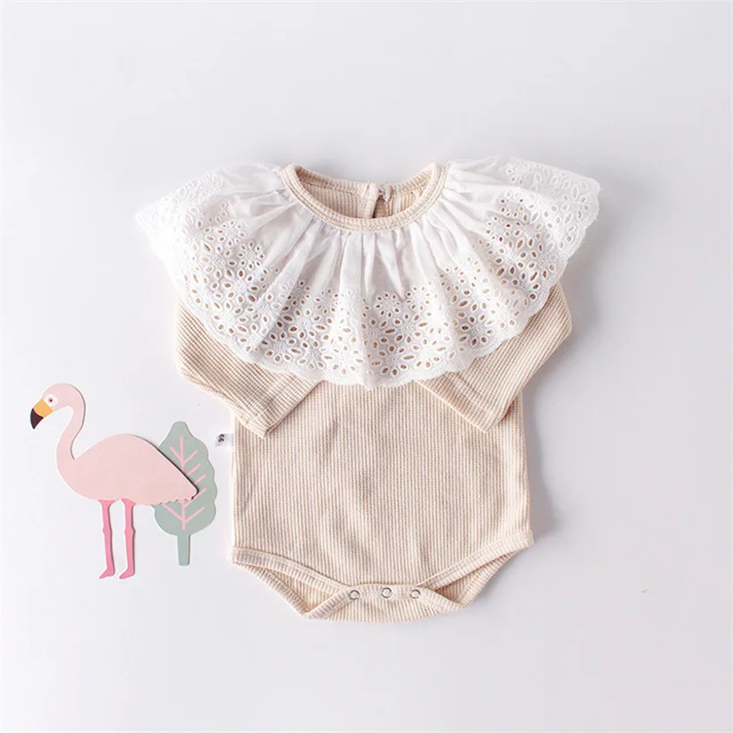 Детский комбинезон с кружевным воротником длинным рукавом | Мать и ребенок