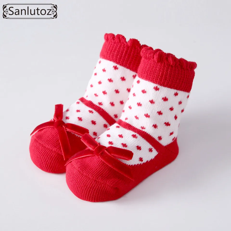 Sanlutoz/носки для новорожденных девочек, носки для малышей, 3 пары, Подарочный комплект для рождества, праздника, дня рождения, 0-12 месяцев, фатиновый бант