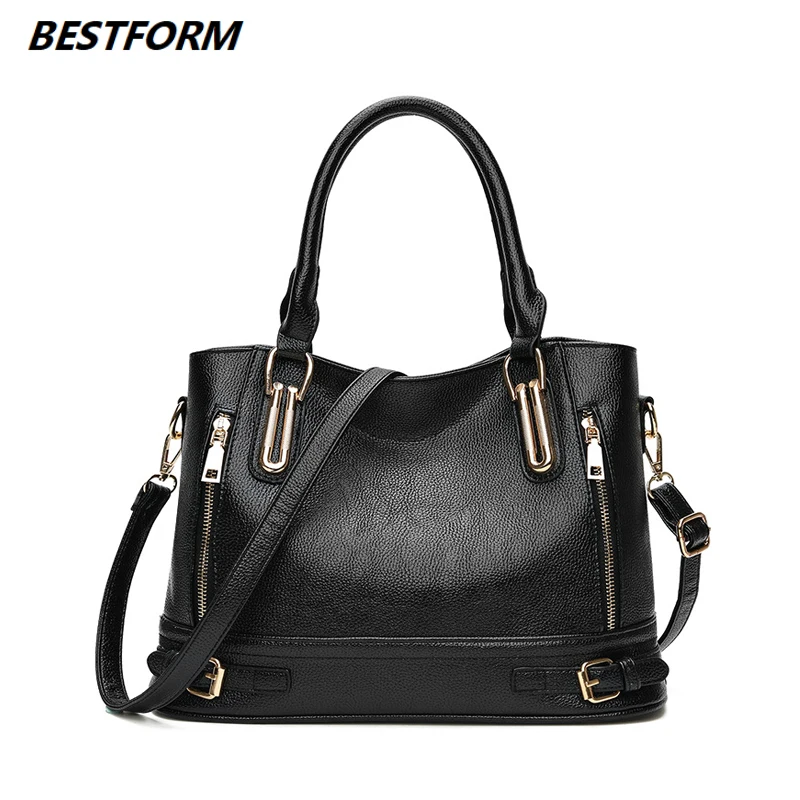 BESTFORM повседневная сумка женская роскошная кожаная через плечо модная Большая