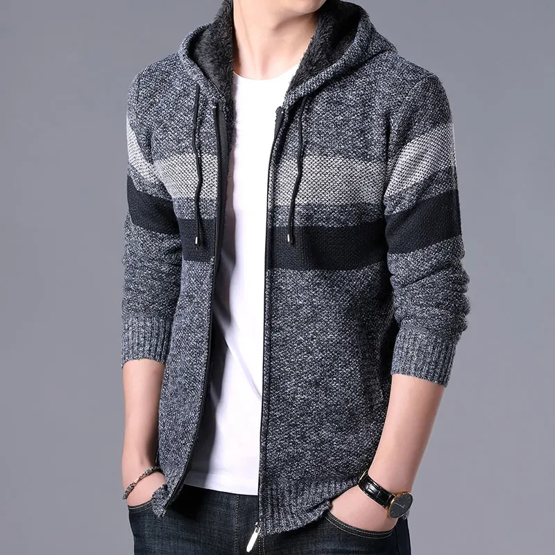 Серый Осенне-зимний свитер мужской повседневный Blusa de frio Masculino кардиганы мужские трикотажные свитера с капюшоном куртка мужской свитер - Цвет: Серый