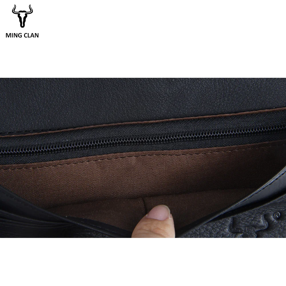 Mingclan Wallet Men Leather Wallets Business Brand Card Holder Coin Purse Men's Zipper Wallet Leather Clutch Carteira Masculina