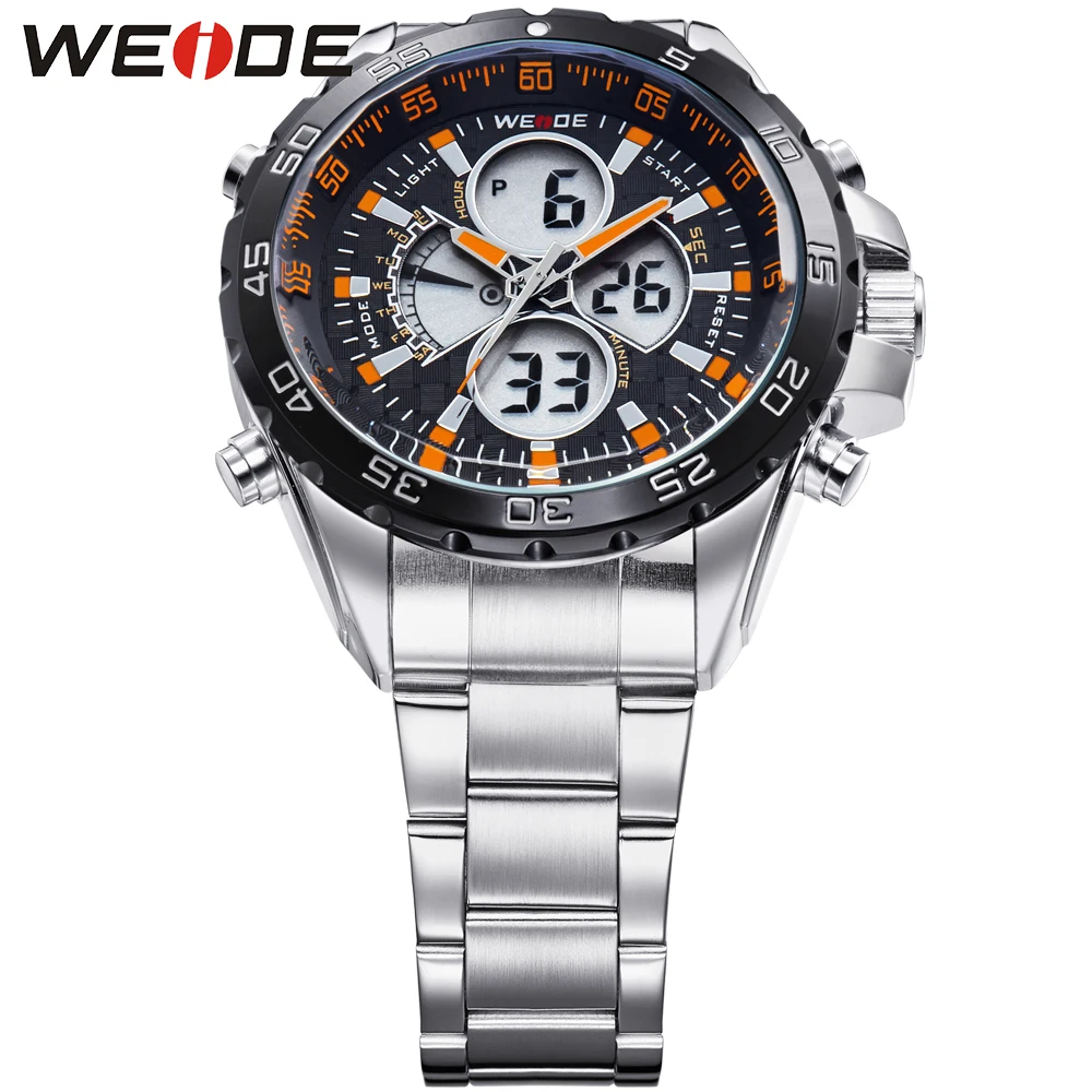 Мужские наручные часы WEIDE модные армейские спортивные со стальным ремешком и