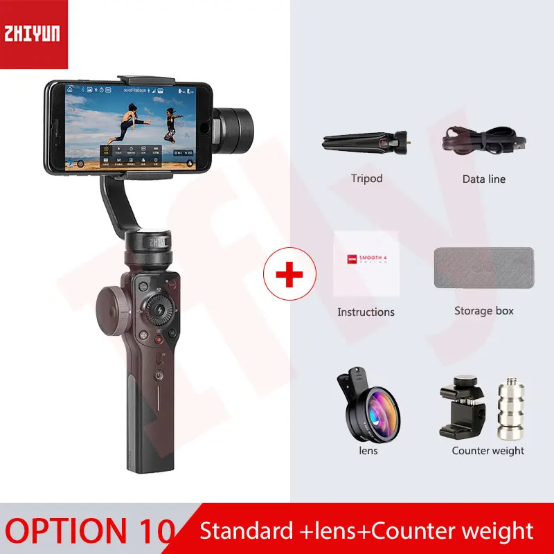 Option 7 Zhiyun Smooth 4 3-х осевой стабилизатор гироскопа Q для смартфонов iPhone X Экшн-камера gopro4/5/6 pk гладкая Q DJI osmo 2 - Цвет: Option 7