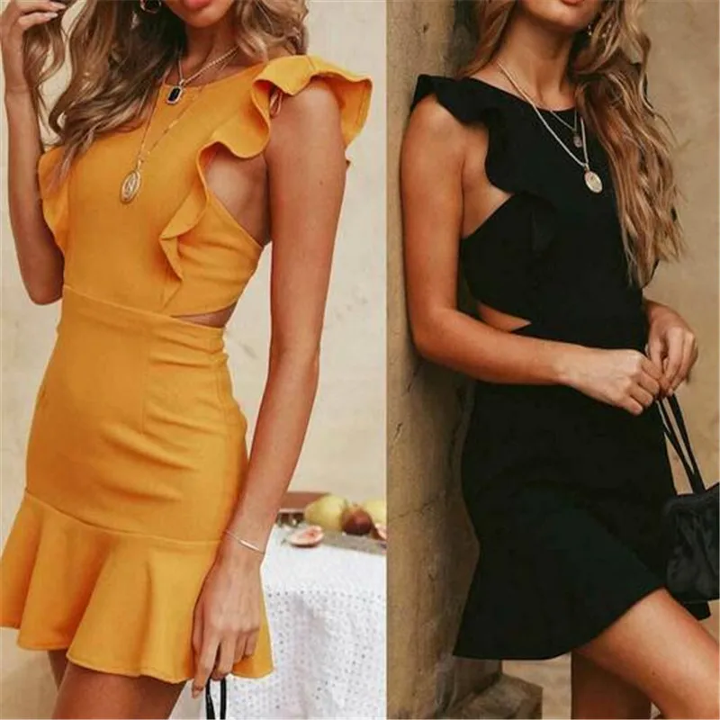 Женское Бандажное платье Клубная одежда коктейльное короткое пляжное