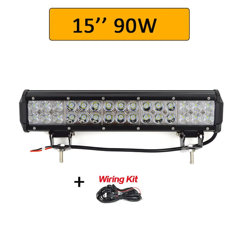 15in 90W wiring Auxtings 1" 17" 2" 23" 2" 36" 4" 12 Вт 144 Вт дюймовый внедорожный светодиодный светильник 12 в 24 В светодиодный рабочий светильник для Jeep 4WD грузовик 4x4 внедорожник - Цвет: 15in 90W wiring