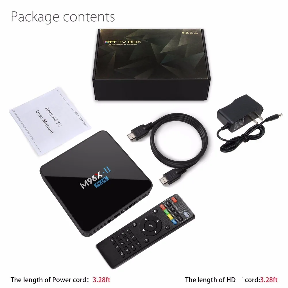 VHXSIN 10 шт./лот Smart TV BOX Android 7 1 2 Гб RAM 16 ROM Amlogic S905W ii Quad Core M96X PLUS|ТВ-приставки и