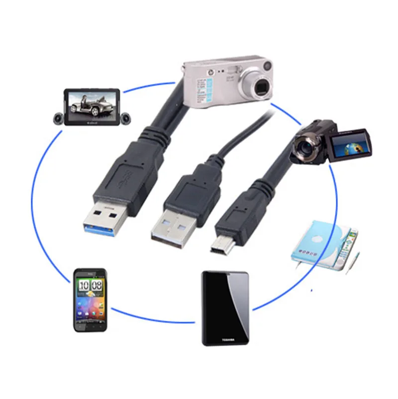 USB 3 0 блок питания Y кабель два A штекер к mini 10pin для внешнего жесткого диска|Кабели