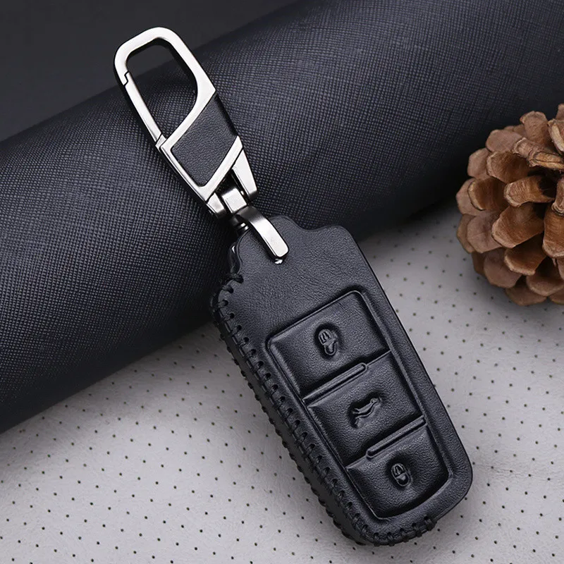 Кожаный чехол для автомобильного ключа брелок Volkswagen Golf 4 5 6 7 MK7 Passat CC B6 B7 B8 3C Magotan R36