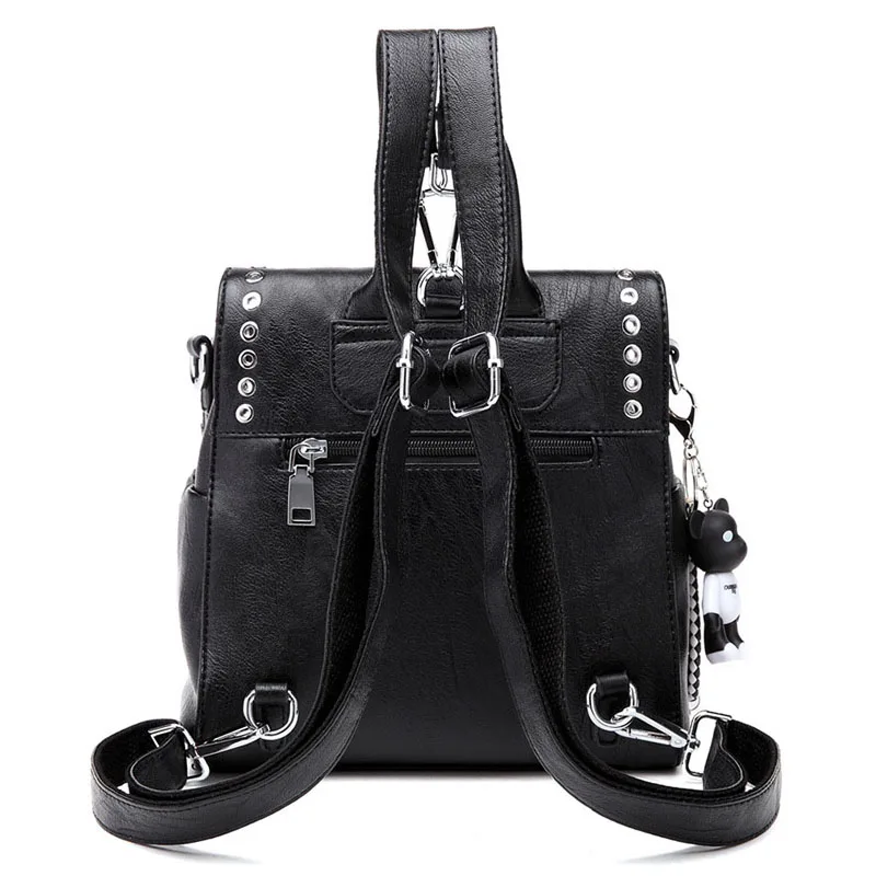 Рюкзак IMIDO Женский из мягкой кожи черный с заклепками|women backpack|women backpack brandwomen brand |