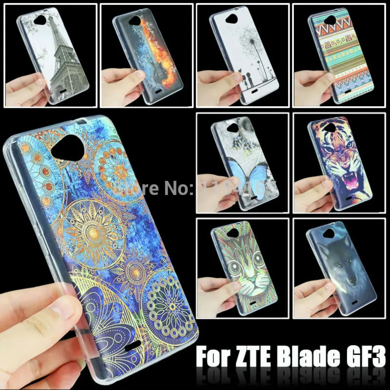Мода Красочные 10 Модели Прочный ТПУ Soft Case для ZTE Blade GF3 Кожи Силикона Геля Задняя