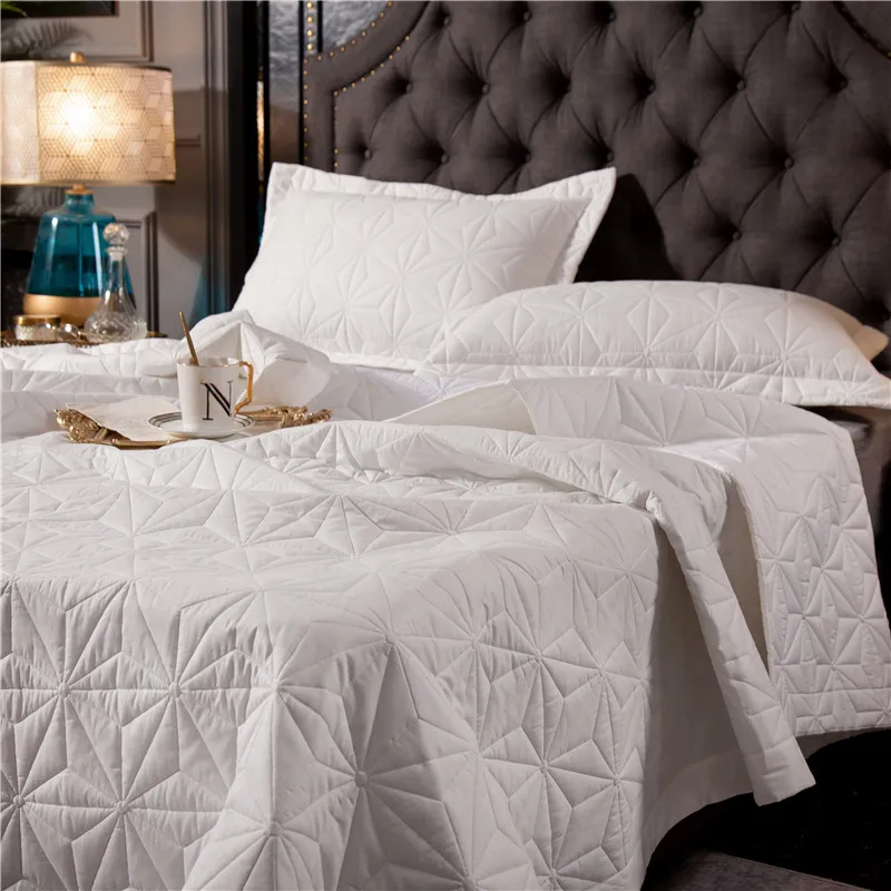 3 шт. однотонный белый и серый комплект стеганого постельного покрывала мягкая