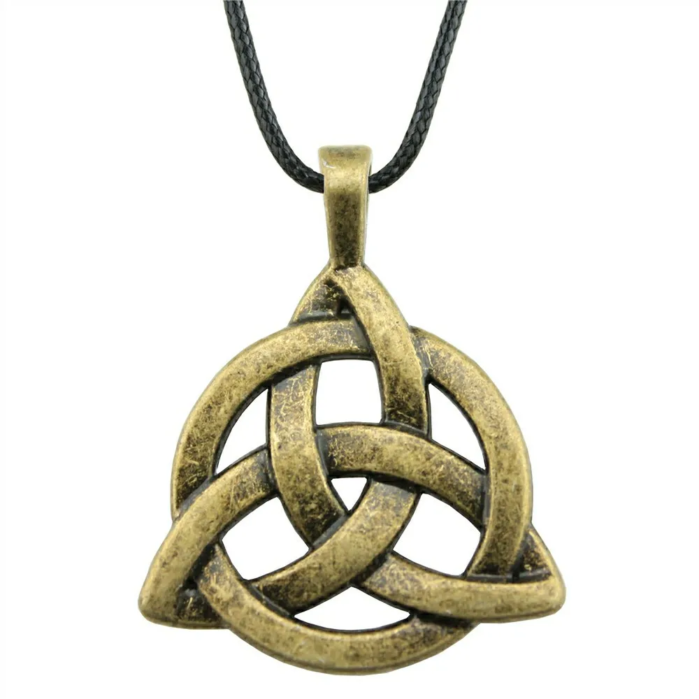 Ожерелье с подвеской символом Triquetra ожерелье-цепочка восковой веревкой черное