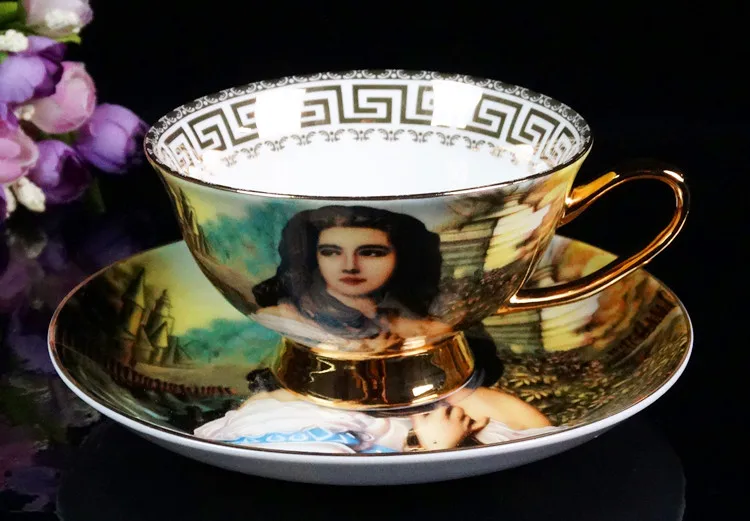 Retro Palace European bone china coffee cup saucer high-grade British ceramic cup afternoon tea mug saucer set Queen's Cup CL092