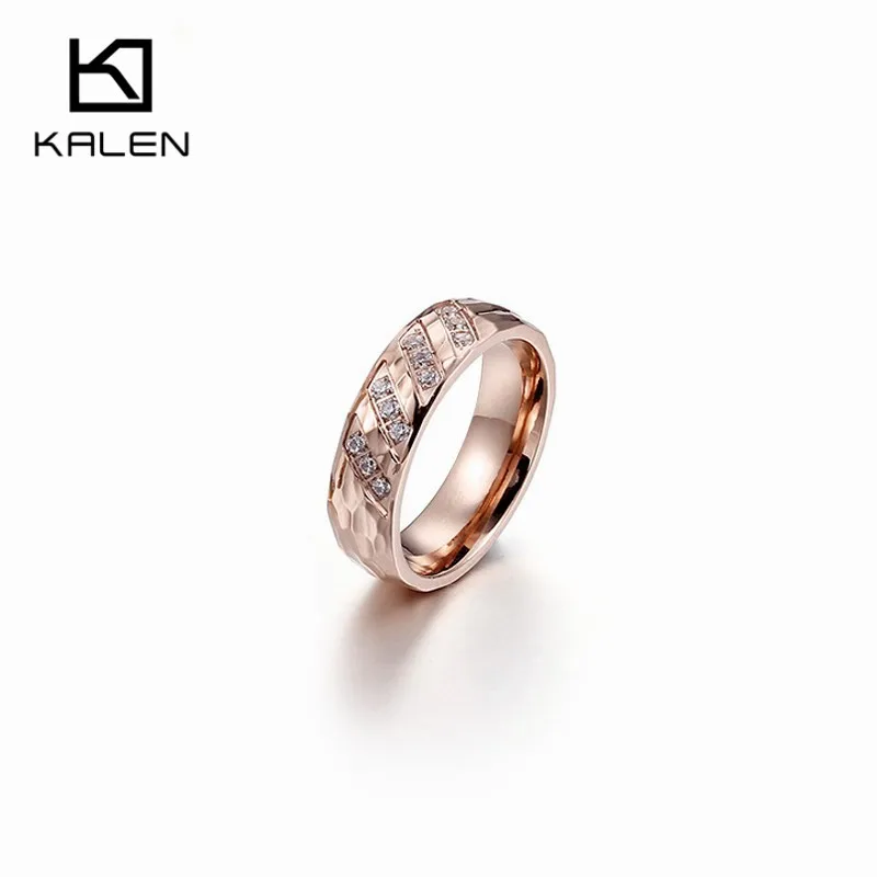 KR41998-K Kalen, новинка, золотые кольца для пар, для женщин, нержавеющая сталь и стразы, обручальное, обручальное кольцо, модные дешевые аксессуары для влюбленных - Цвет основного камня: KR41998-K