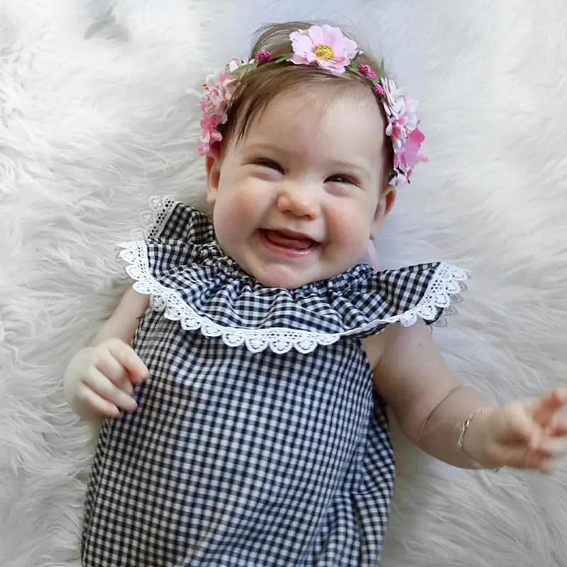 2019 Hot Newborn Kids Baby Girl Infant Casual Ruffle Plaid Romper Jumpsuit Lace Clothes Outfit Wear | Мать и ребенок
