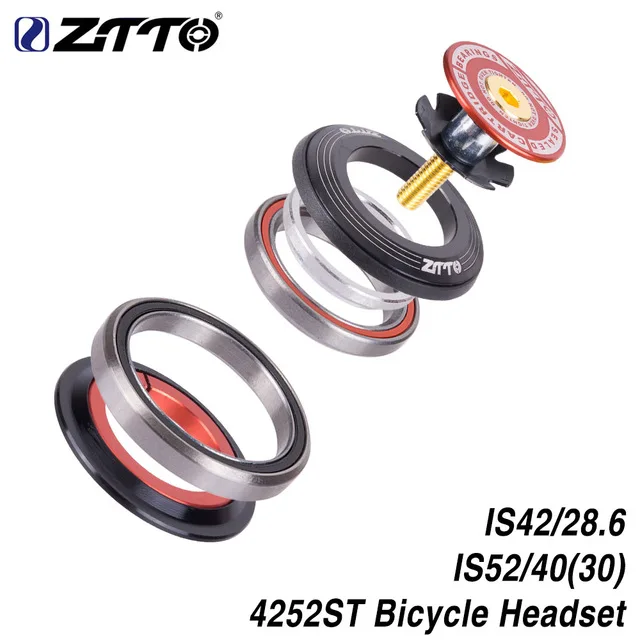 red Ztto MTB велосипедный подшипник гарнитура 42 мм 52 мм CNC 1 1/"-1 1/2" коническая трубка вилка прямая IS42 IS52 велосипедный рулевой колонки 4252st - Цвет: red