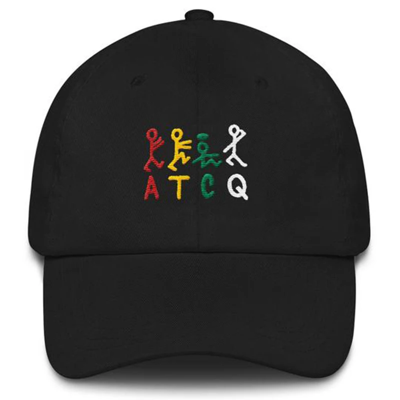 Племя под названием Quest ATCQ Вышитые папа шляпа ремешок сзади кепки классический 90s хип-хоп бейсболки модные бейсболки все совпадают - Цвет: Черный