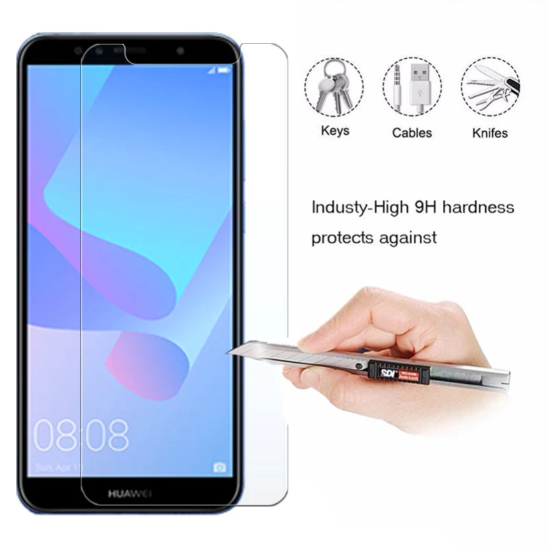 Закаленное стекло для Huawei Y6 Prime 2018 Y7 Защитная пленка экрана Y5 защитный чехол Huawey 6y