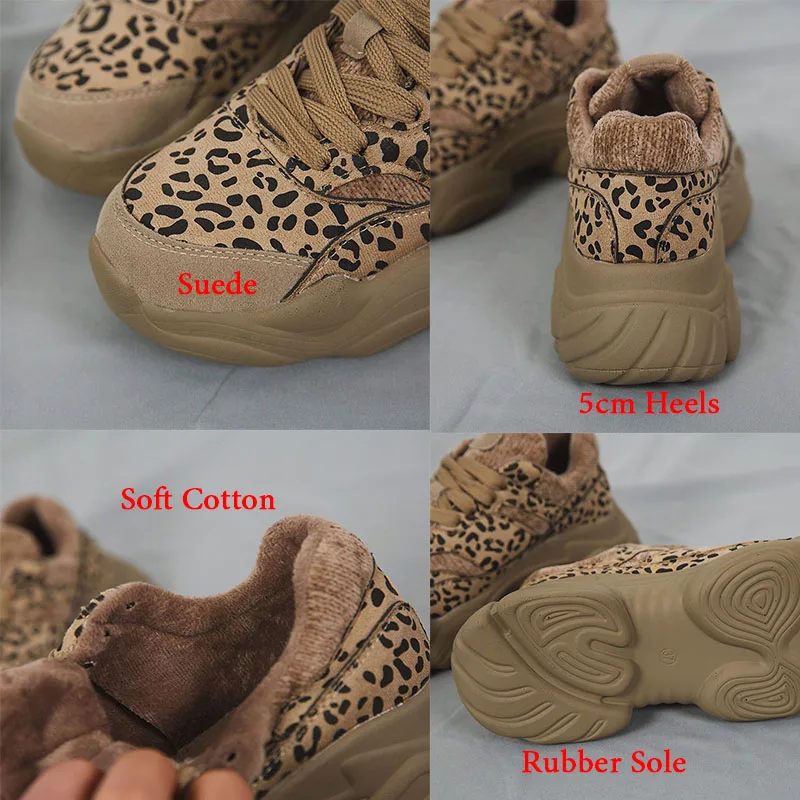 Весенние леопардовые дамские кроссовки зимние на массивном каблуке женская