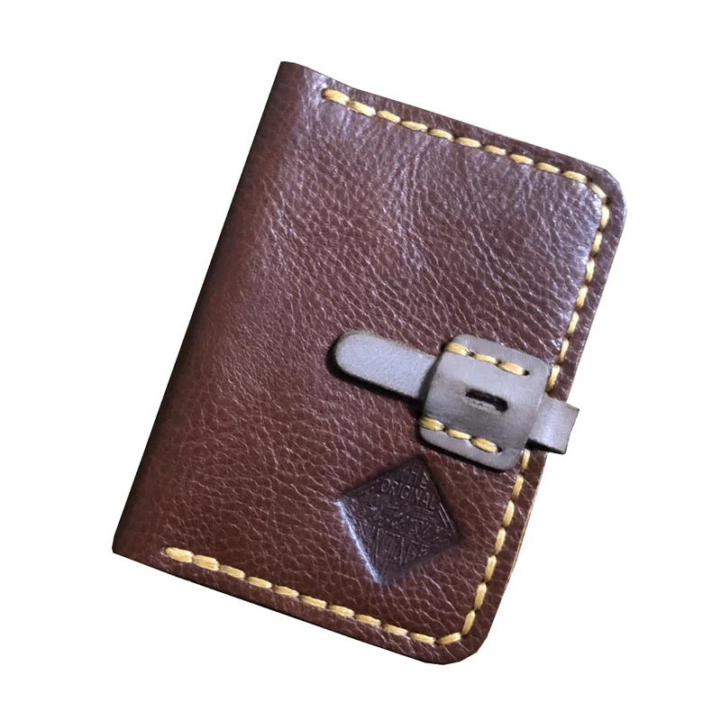 Brown Gathersun кошелек из натуральной кожи для кредитных карт ручной работы двойной держатель для карт винтажный кожаный маленький кошелек унисекс кошелек для карт - Цвет: Brown