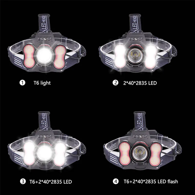 Новое поступление T6 + 2 * светодиодная фара с микро-usb зарядкой 4 режима